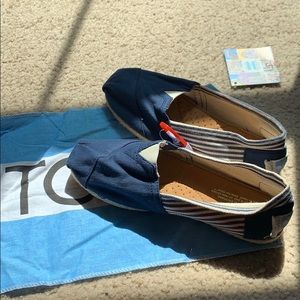 NWOT Blue Striped Canvas Shoes